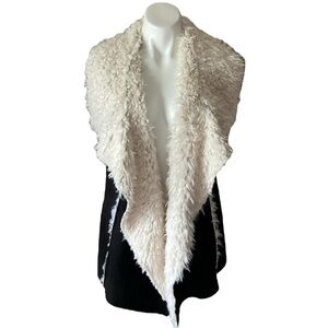 A&O International Black And Cream Sherpa Vest
